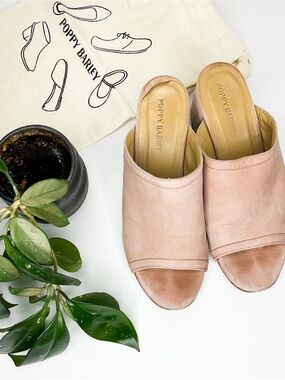 Poppy Barley Blush Pink Leather Mule Heels 7.5